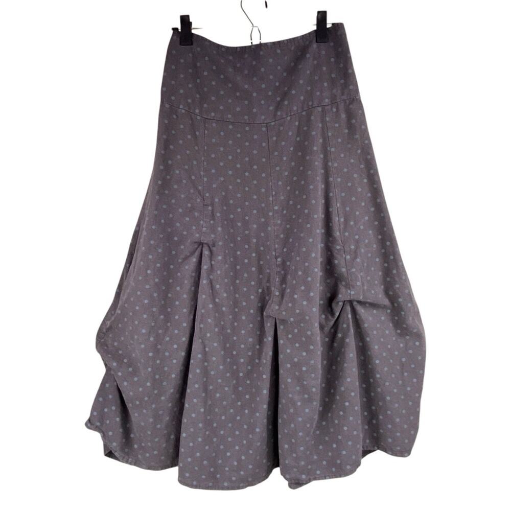Braintree Hemp Midi Skirt Size M Brown Polka Dot Art To Wear Sustainable
